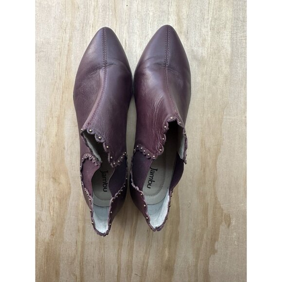 Jambu Rimini Studded Almond Toe Ankle Boot Sz 9.5 M Burgundy Booties Leather - Picture 1 of 8
